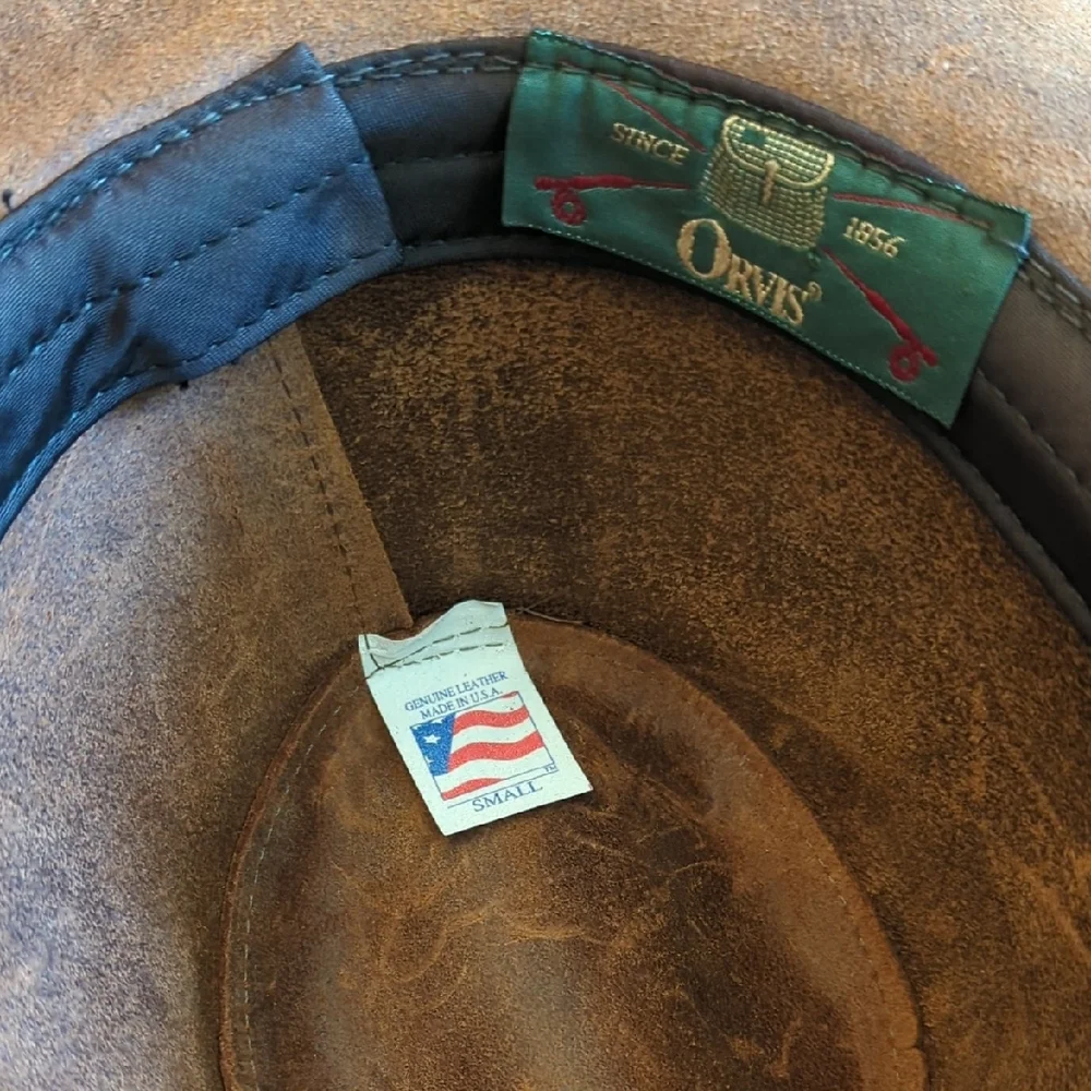 Orvis Leather Hat Western Fishing Fedora Aussie Style Vintage